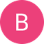 White letter B on a bright pink circular background with a black border